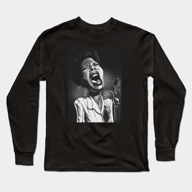 Billie Holliday Long Sleeve T-Shirt by cristinatorbellina